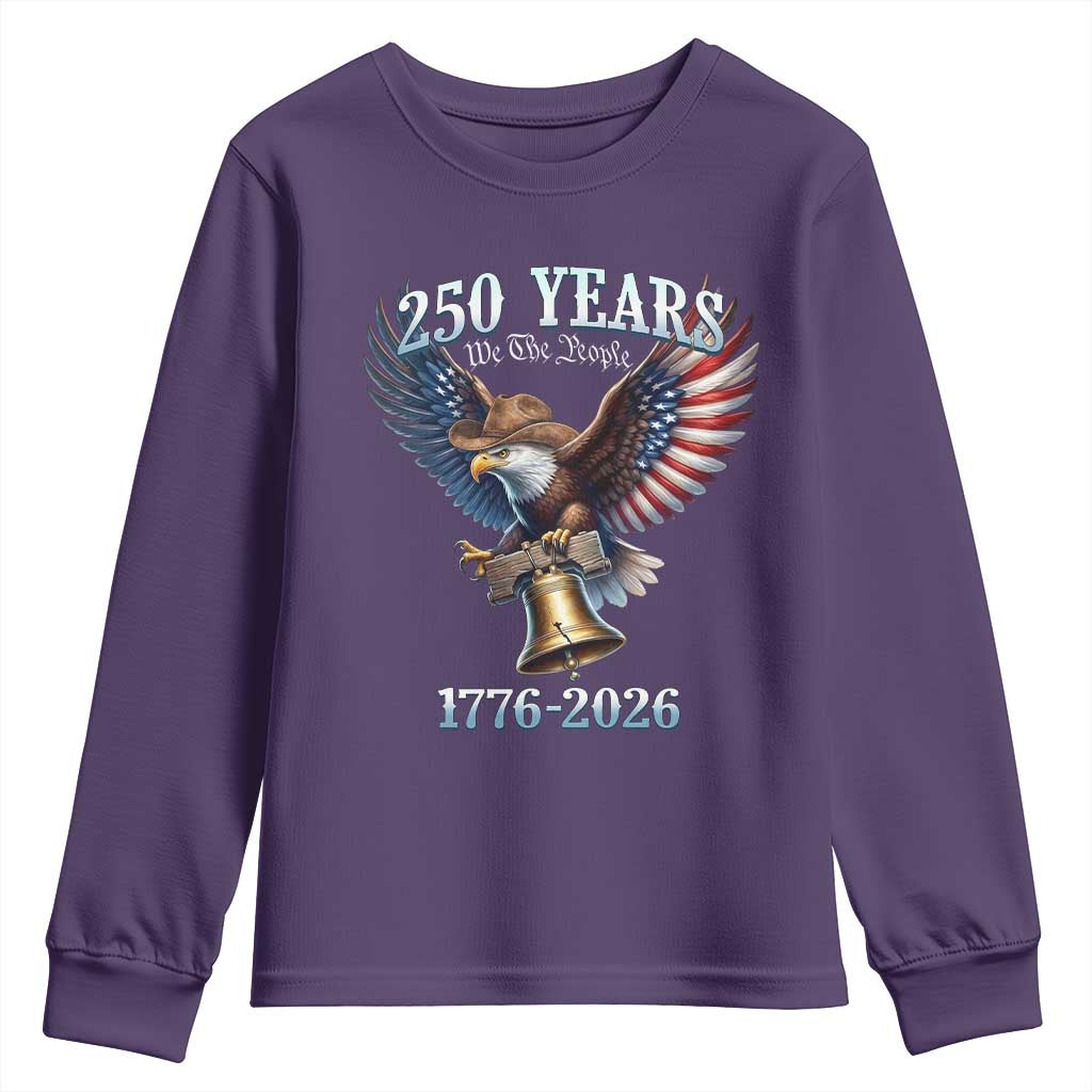 American Rodeo 250th Anniversary Youth Sweatshirt Western Cowboy Eagle Patriotic 4th of July