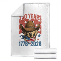 250th America Anniversary Throw Blanket Western Golden Retriever 4th of July