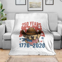 250th America Anniversary Throw Blanket Western Golden Retriever 4th of July