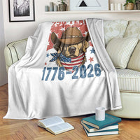 250th America Anniversary Throw Blanket Western Golden Retriever 4th of July