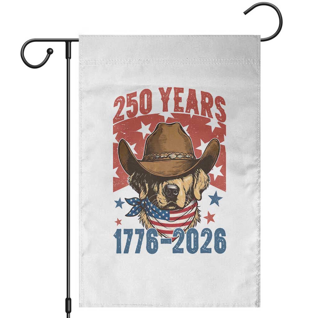 250th America Anniversary Garden Flag Western Golden Retriever 4th of July