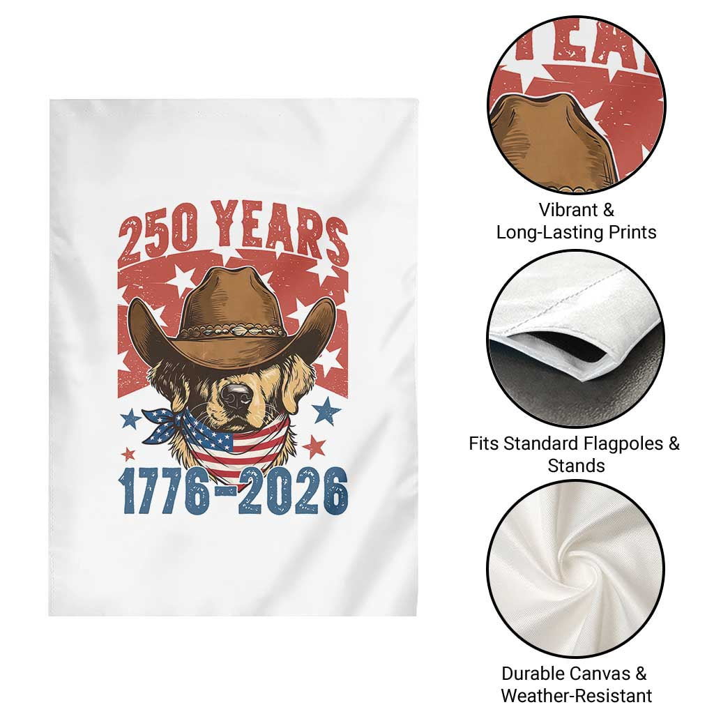 250th America Anniversary Garden Flag Western Golden Retriever 4th of July