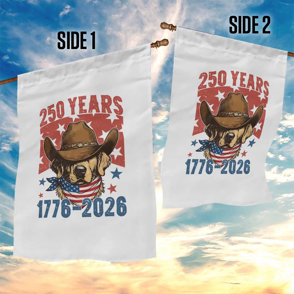 250th America Anniversary Garden Flag Western Golden Retriever 4th of July