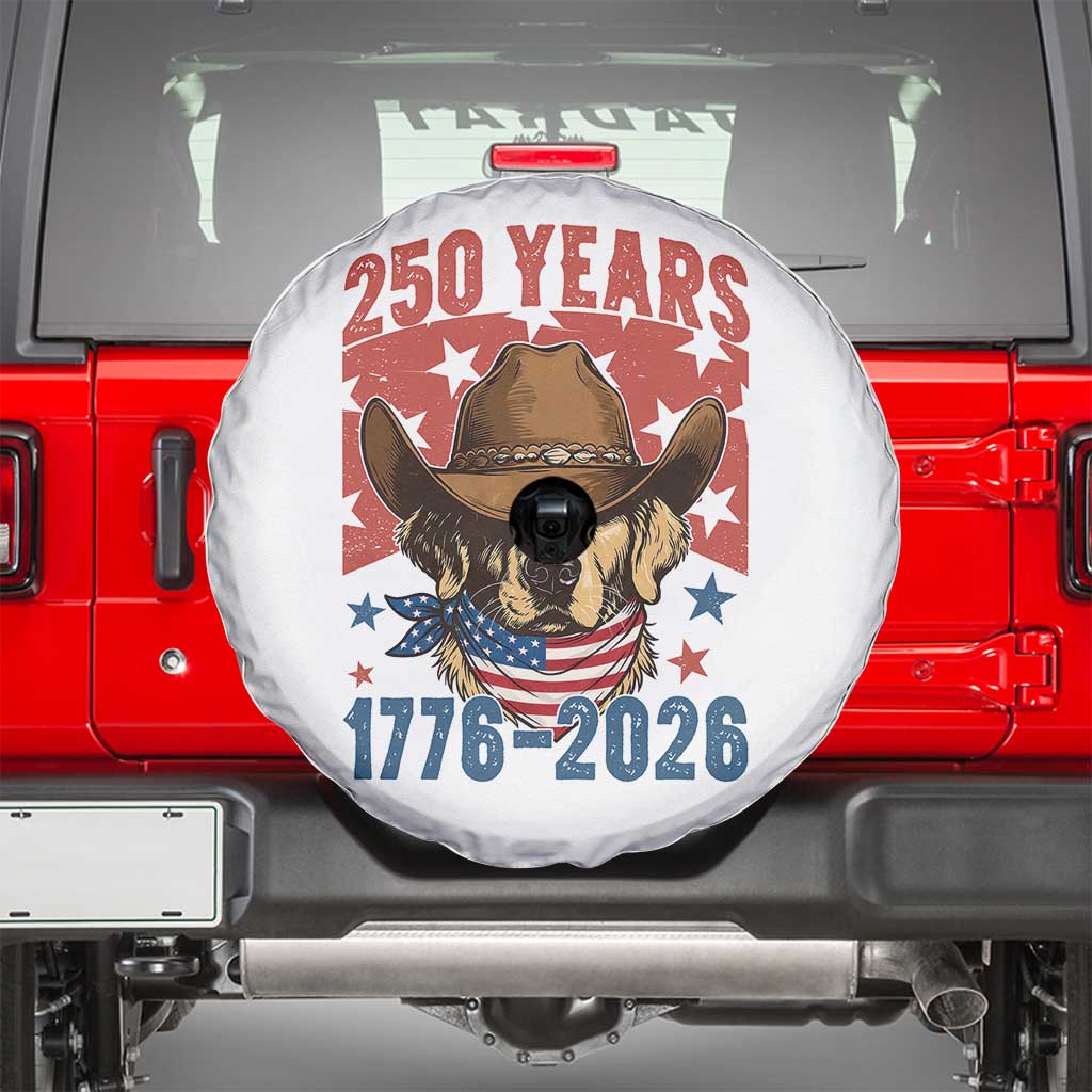250th America Anniversary Spare Tire Cover Western Golden Retriever 4th of July