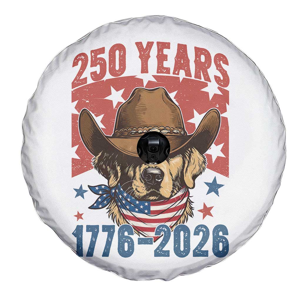 250th America Anniversary Spare Tire Cover Western Golden Retriever 4th of July
