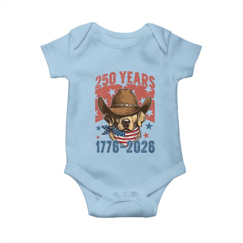 250th America Anniversary Baby Onesie Western Golden Retriever 4th of July
