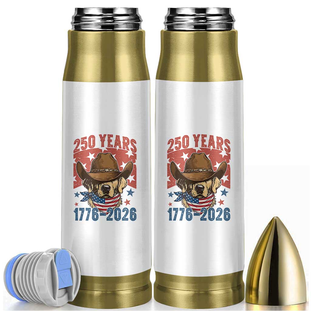 250th America Anniversary Bullet Tumbler Western Golden Retriever 4th of July
