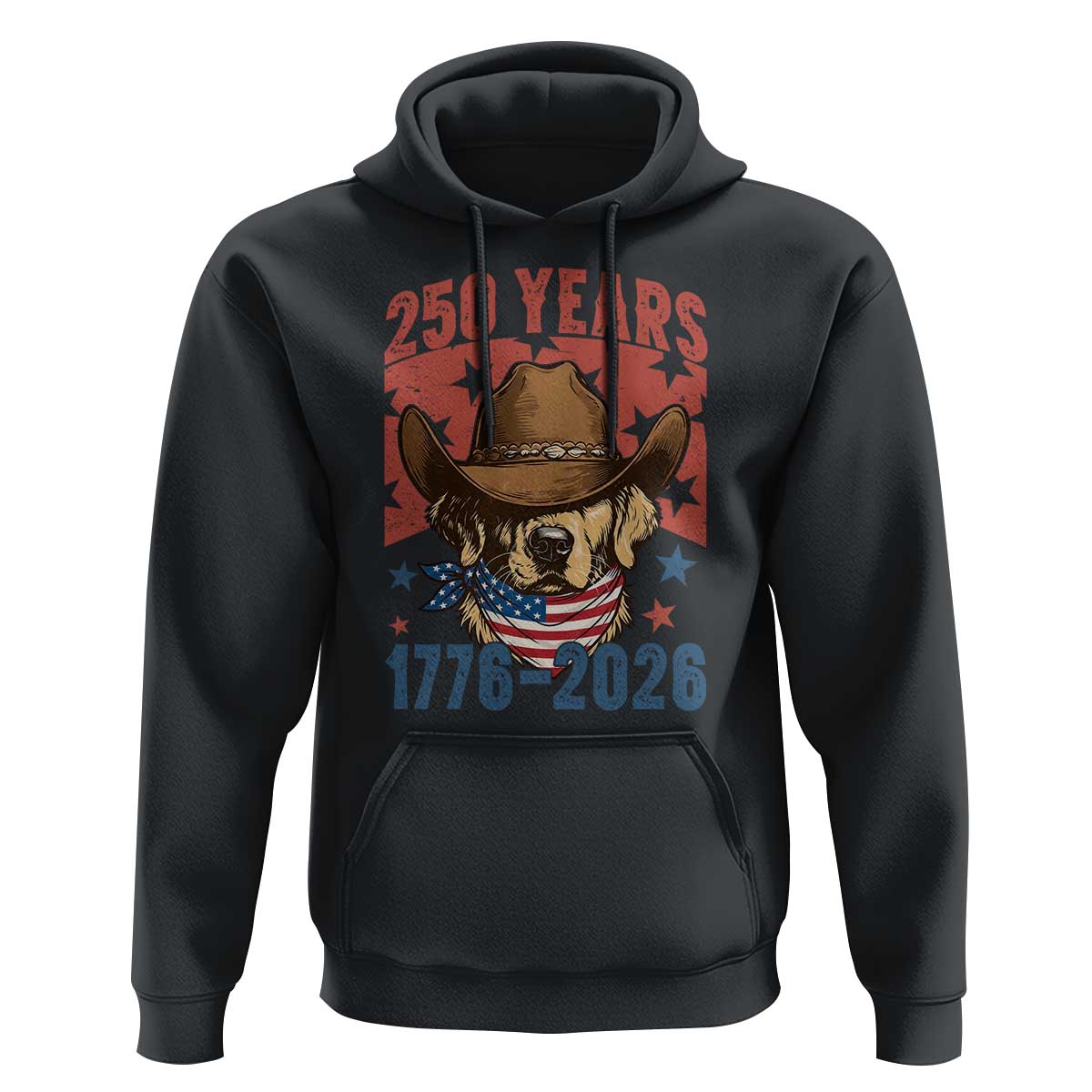 250th America Anniversary Hoodie Western Golden Retriever 4th of July