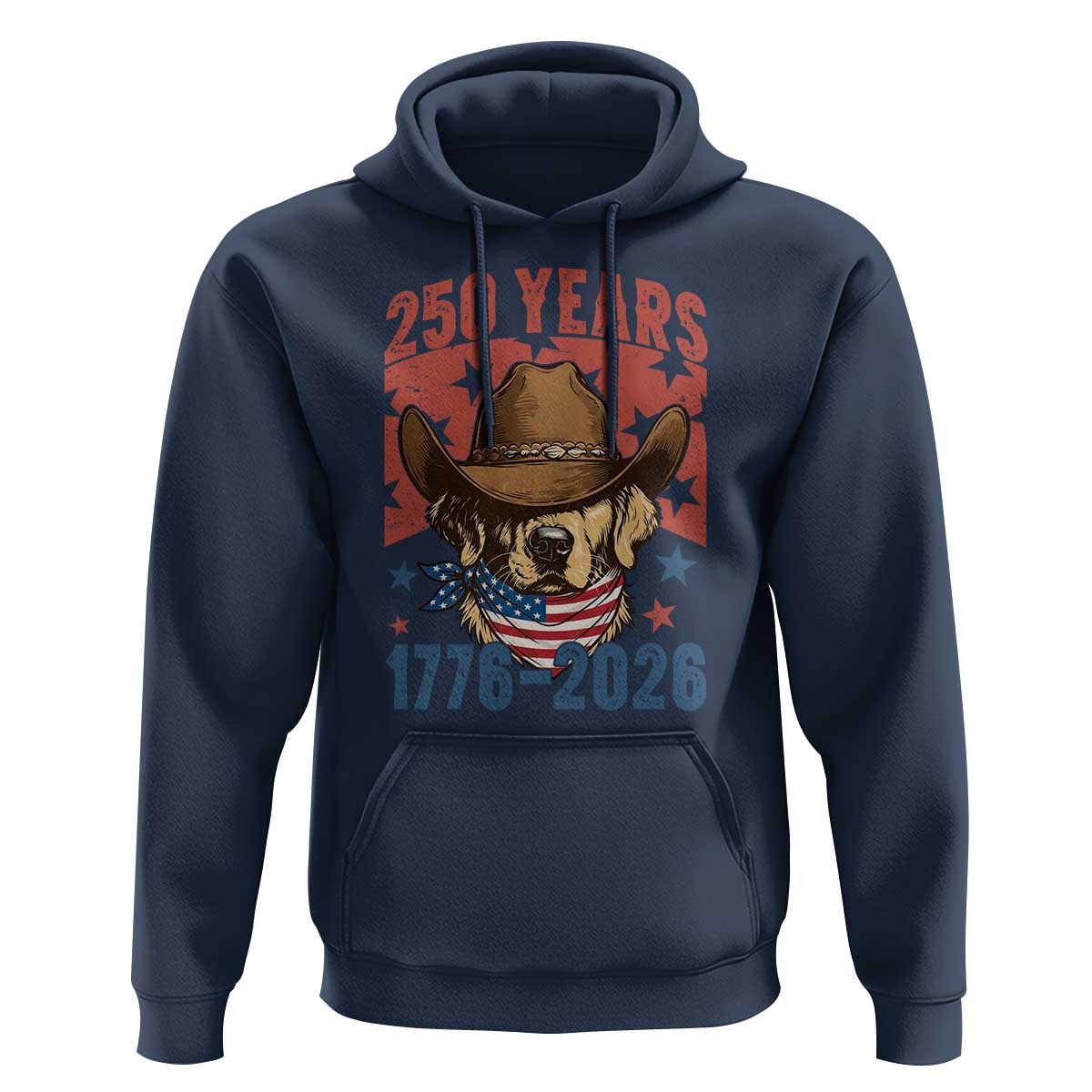 250th America Anniversary Hoodie Western Golden Retriever 4th of July