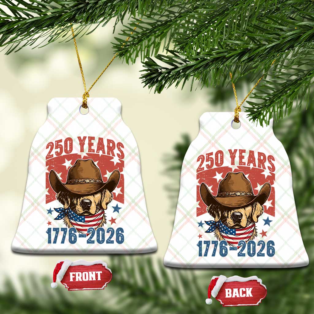 250th America Anniversary Ceramic Ornament Western Golden Retriever 4th of July