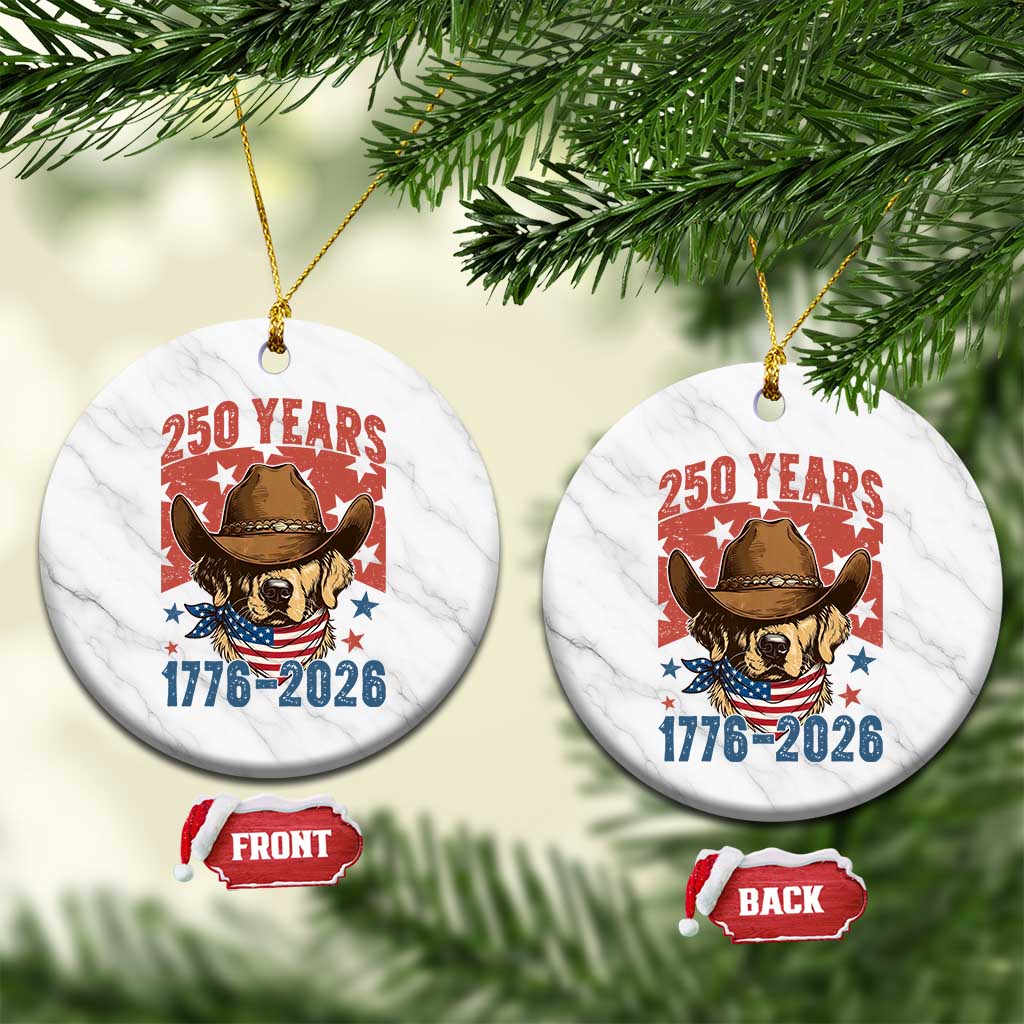 250th America Anniversary Ceramic Ornament Western Golden Retriever 4th of July