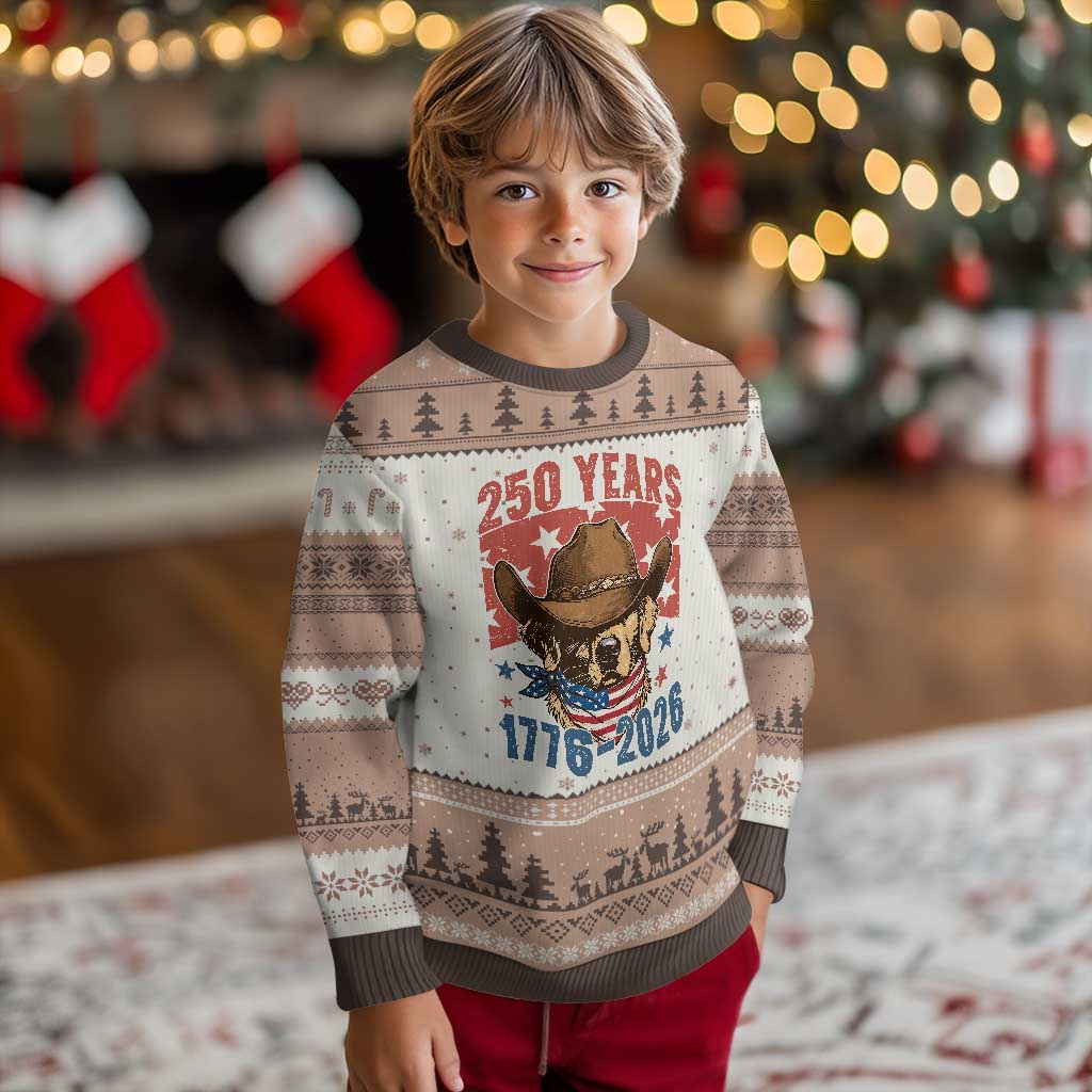 250th America Anniversary Ugly Christmas Sweater Western Golden Retriever 4th of July
