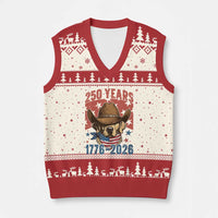 250th America Anniversary V-Neck Knit Sweater Vest Western Golden Retriever 4th of July