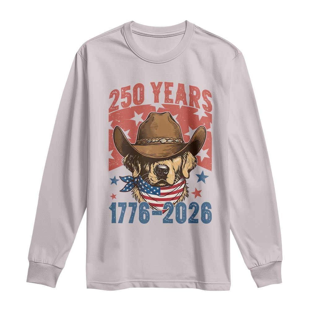 250th America Anniversary Long Sleeve Shirt Western Golden Retriever 4th of July