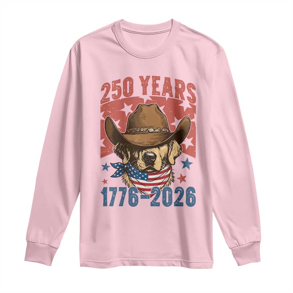 250th America Anniversary Long Sleeve Shirt Western Golden Retriever 4th of July