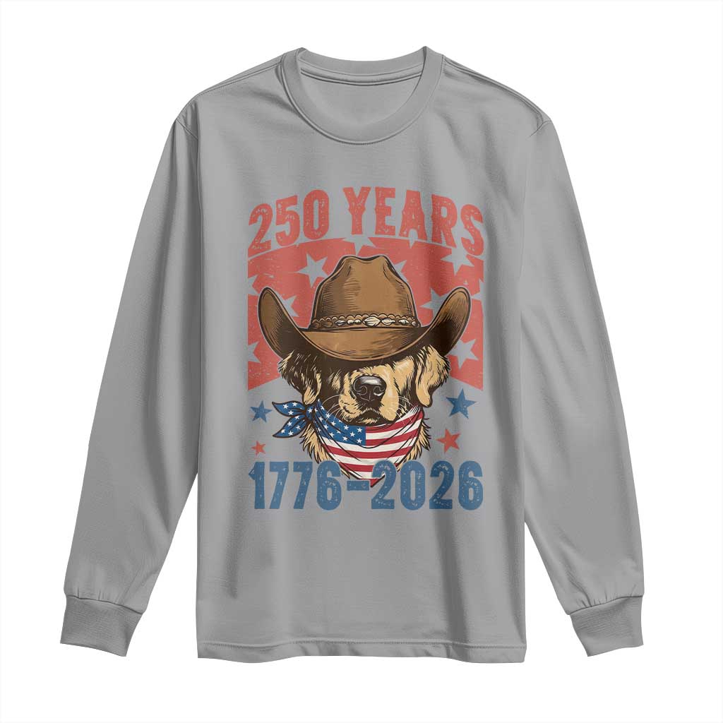 250th America Anniversary Long Sleeve Shirt Western Golden Retriever 4th of July