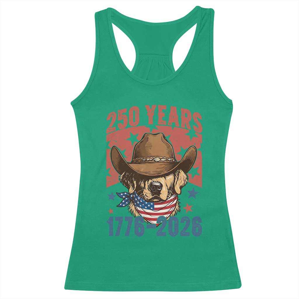 250th America Anniversary Racerback Tank Top Western Golden Retriever 4th of July