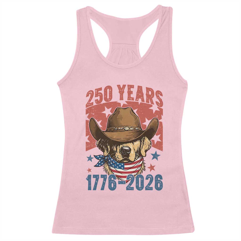 250th America Anniversary Racerback Tank Top Western Golden Retriever 4th of July