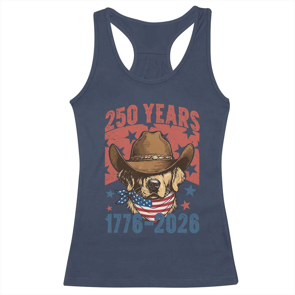 250th America Anniversary Racerback Tank Top Western Golden Retriever 4th of July