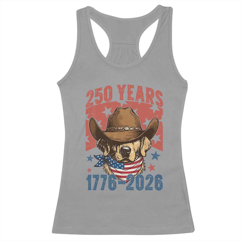 250th America Anniversary Racerback Tank Top Western Golden Retriever 4th of July