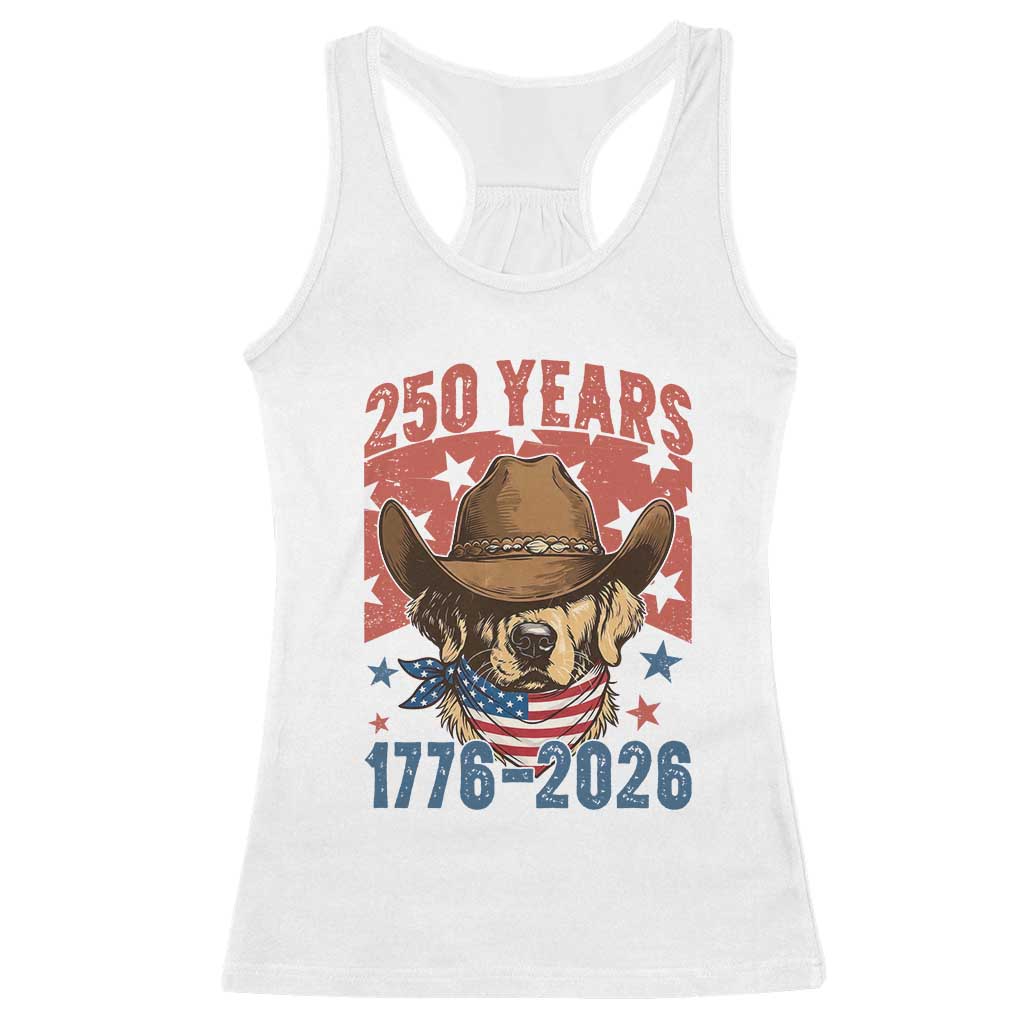 250th America Anniversary Racerback Tank Top Western Golden Retriever 4th of July