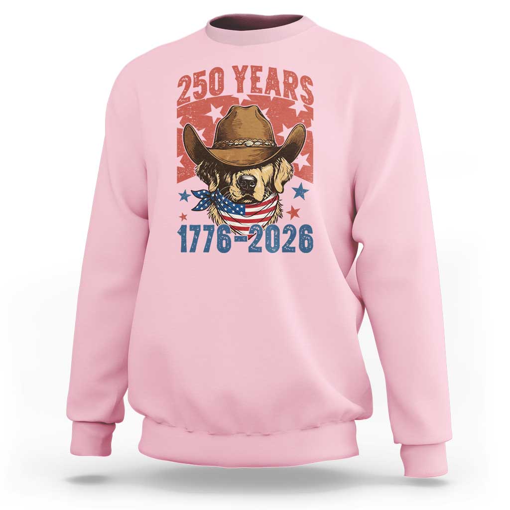 250th America Anniversary Sweatshirt Western Golden Retriever 4th of July