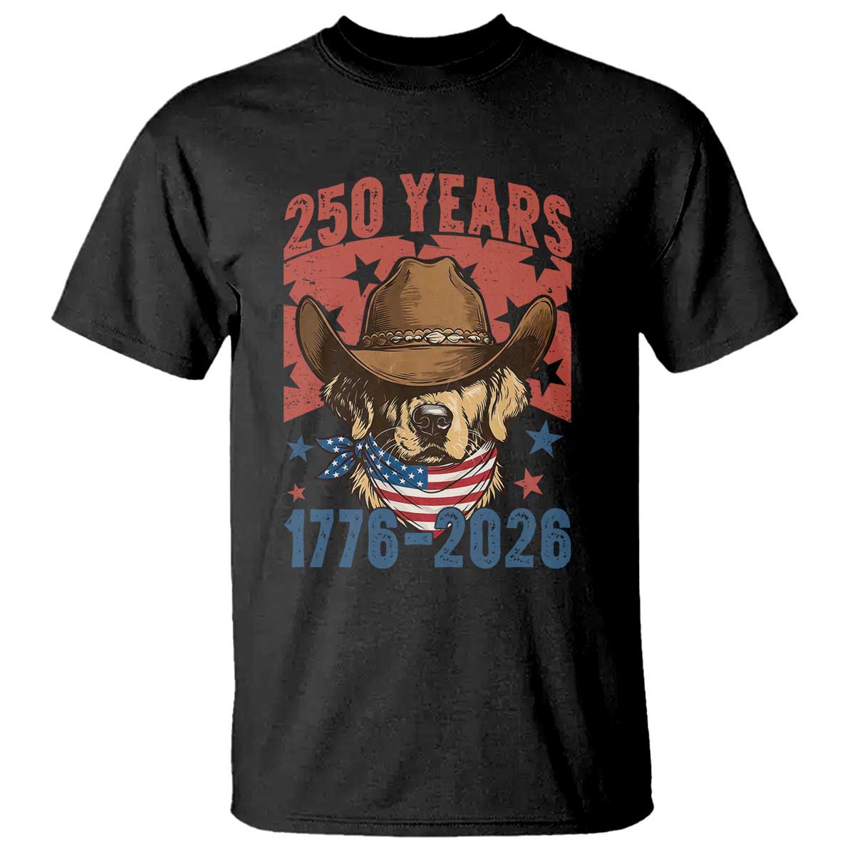 250th America Anniversary T Shirt Western Golden Retriever 4th of July