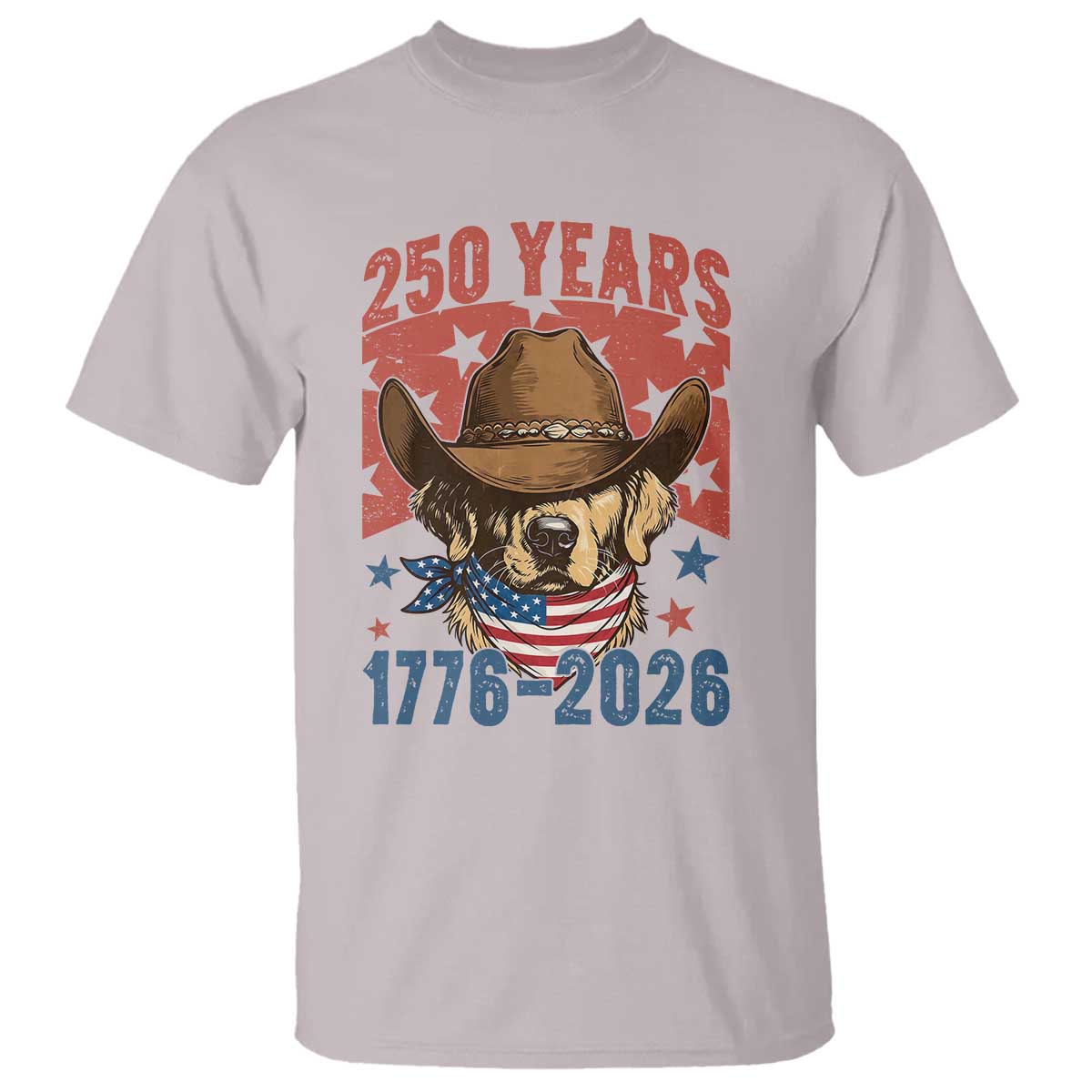 250th America Anniversary T Shirt Western Golden Retriever 4th of July