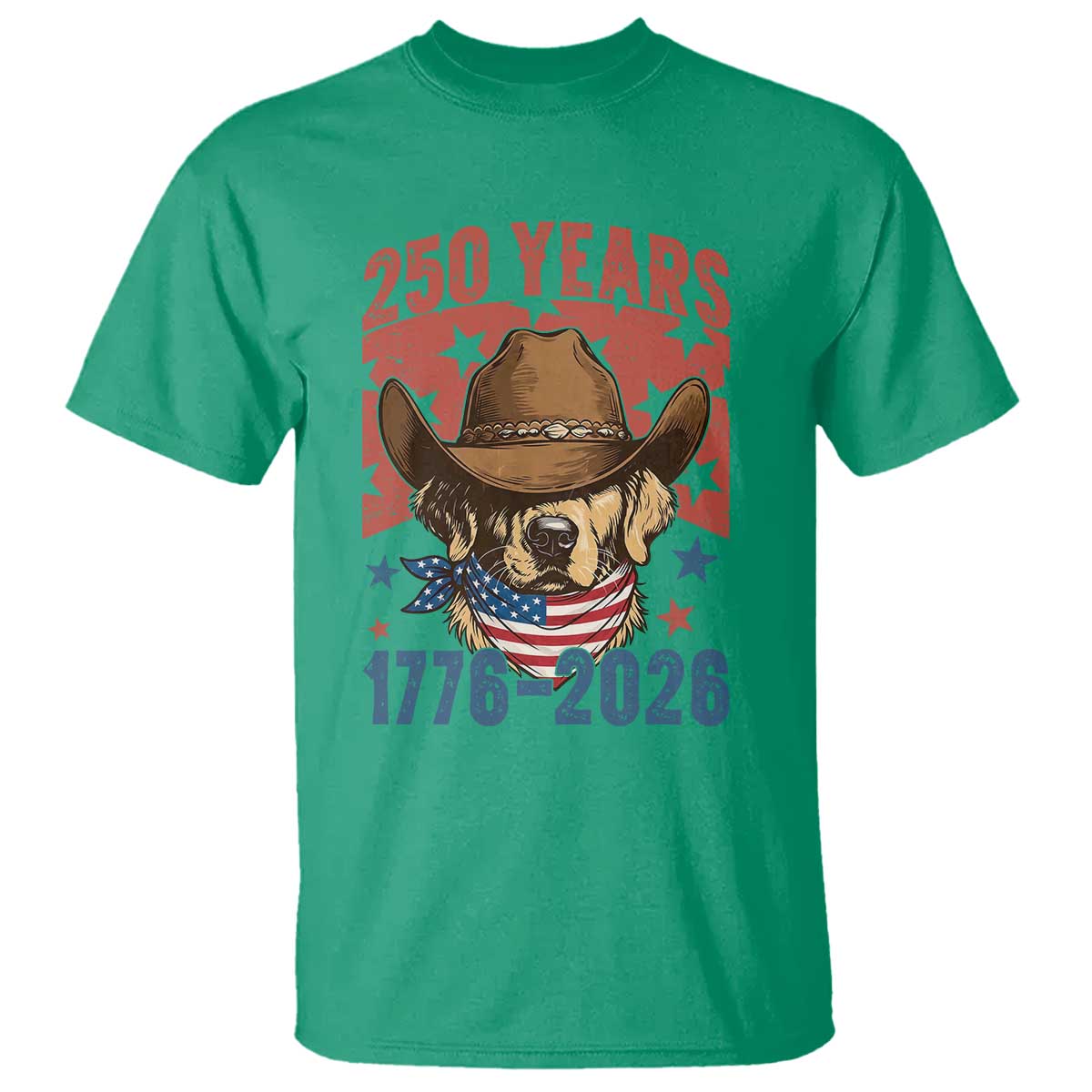 250th America Anniversary T Shirt Western Golden Retriever 4th of July