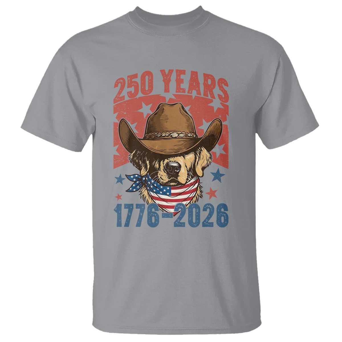 250th America Anniversary T Shirt Western Golden Retriever 4th of July