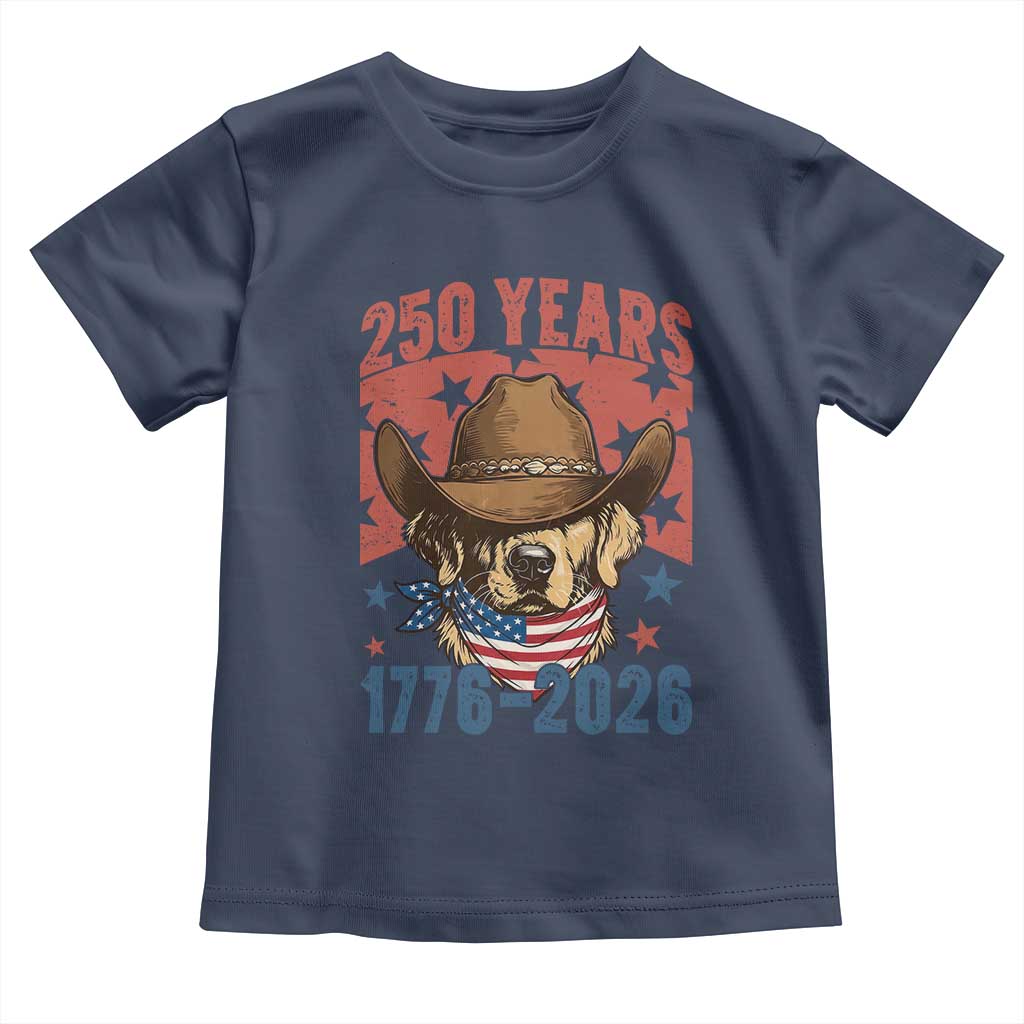 250th America Anniversary Toddler T Shirt Western Golden Retriever 4th of July