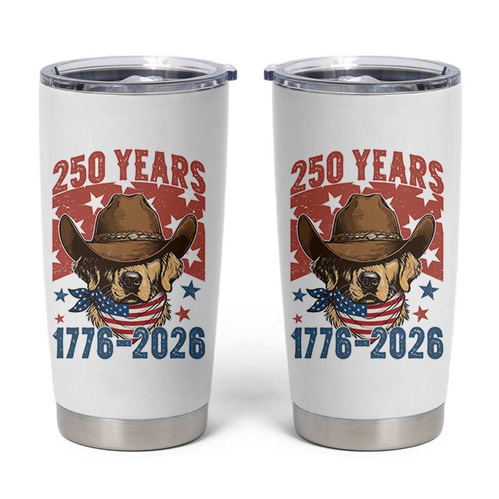 250th America Anniversary Tumbler Cup Western Golden Retriever 4th of July