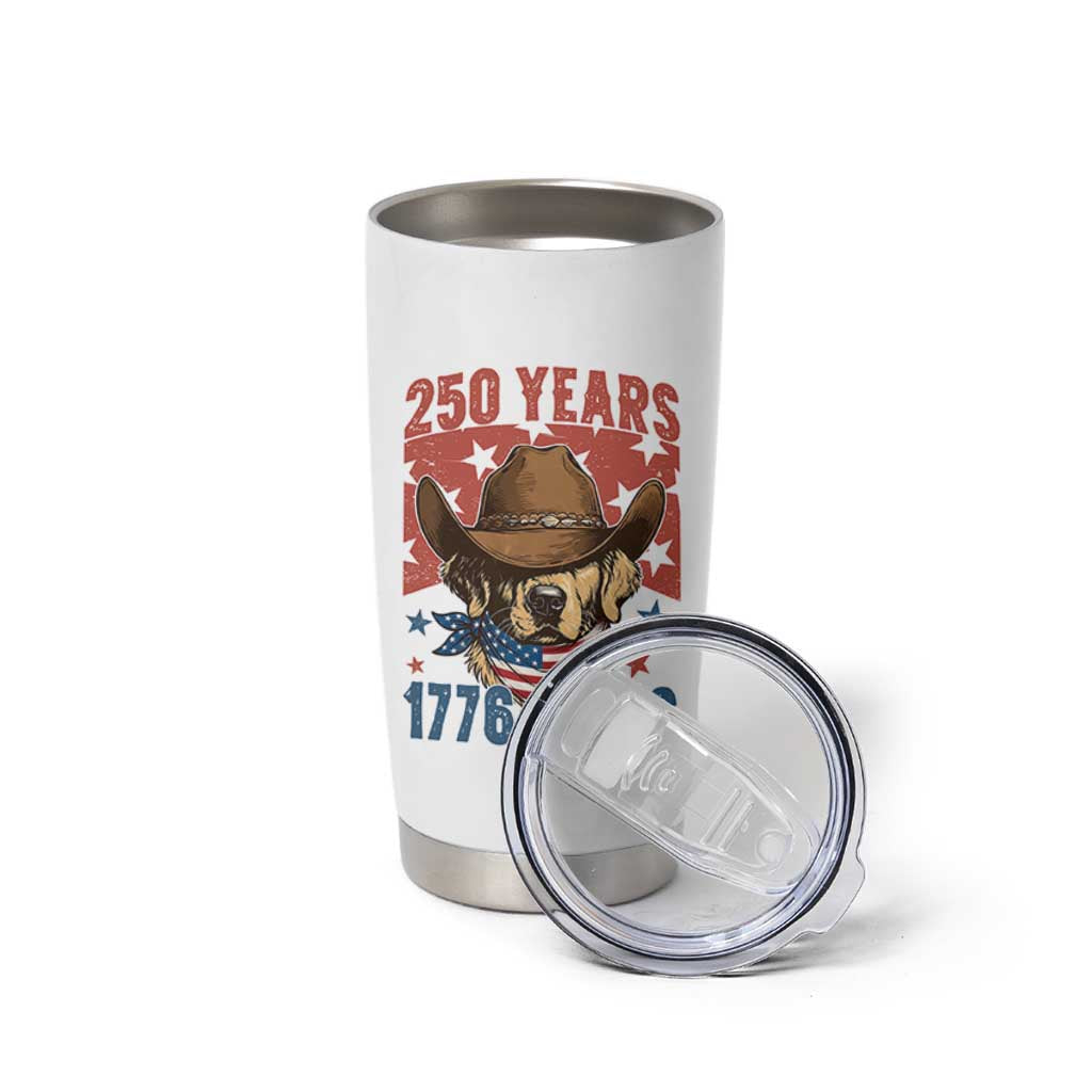 250th America Anniversary Tumbler Cup Western Golden Retriever 4th of July