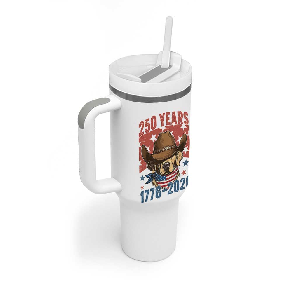 250th America Anniversary Tumbler With Handle Western Golden Retriever 4th of July