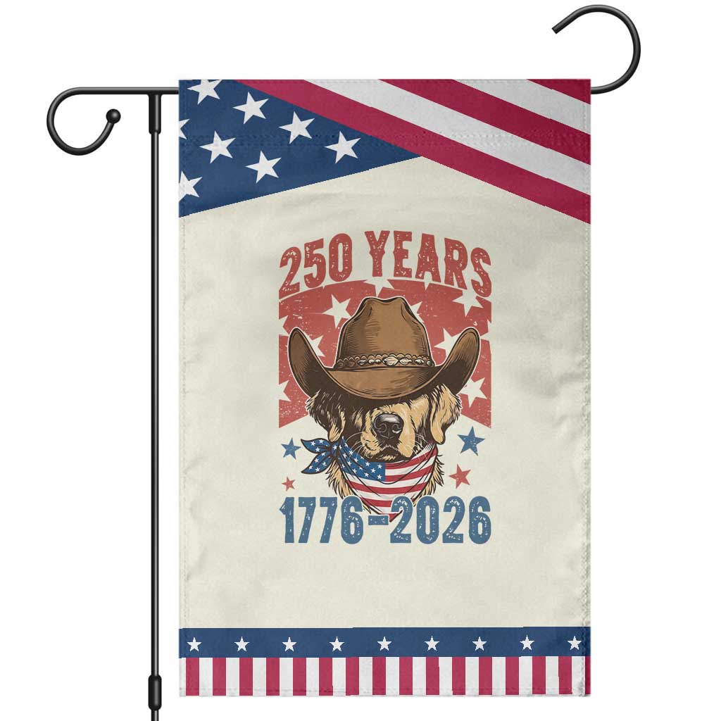 250th America Anniversary Patriotic Garden Flag Western Golden Retriever 4th of July