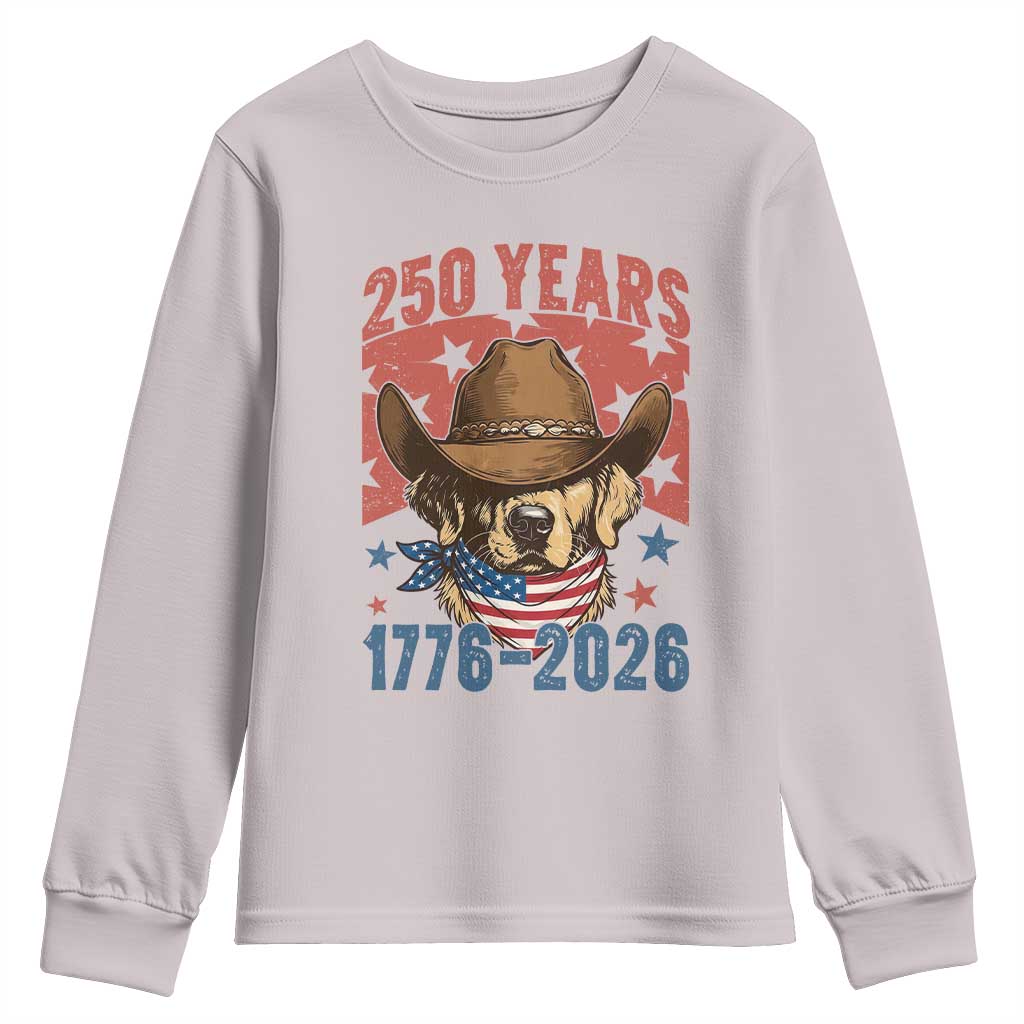 250th America Anniversary Youth Sweatshirt Western Golden Retriever 4th of July