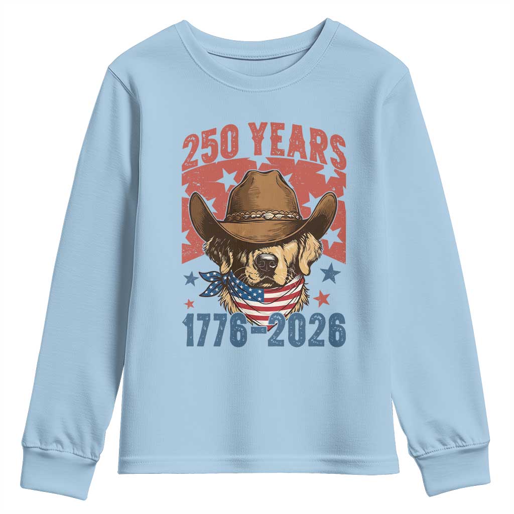 250th America Anniversary Youth Sweatshirt Western Golden Retriever 4th of July
