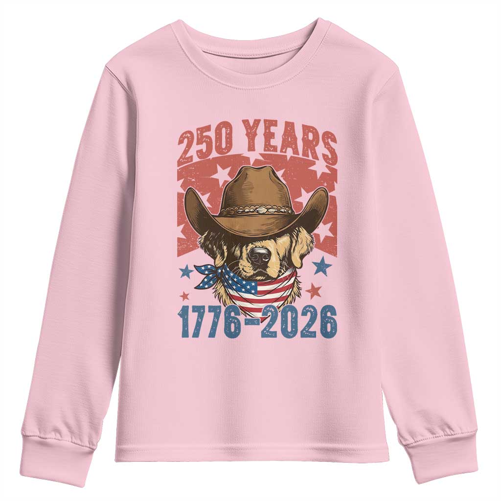 250th America Anniversary Youth Sweatshirt Western Golden Retriever 4th of July