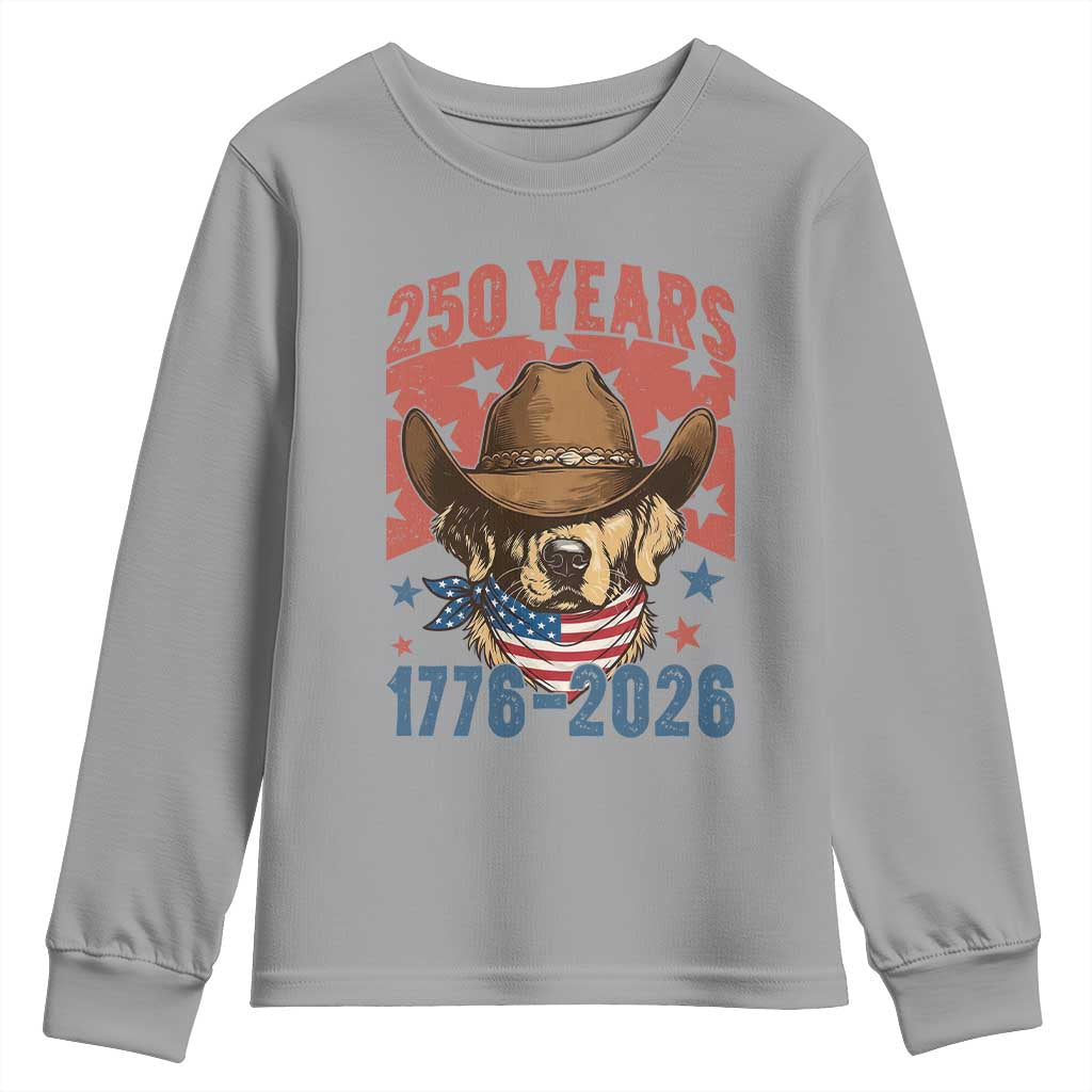 250th America Anniversary Youth Sweatshirt Western Golden Retriever 4th of July