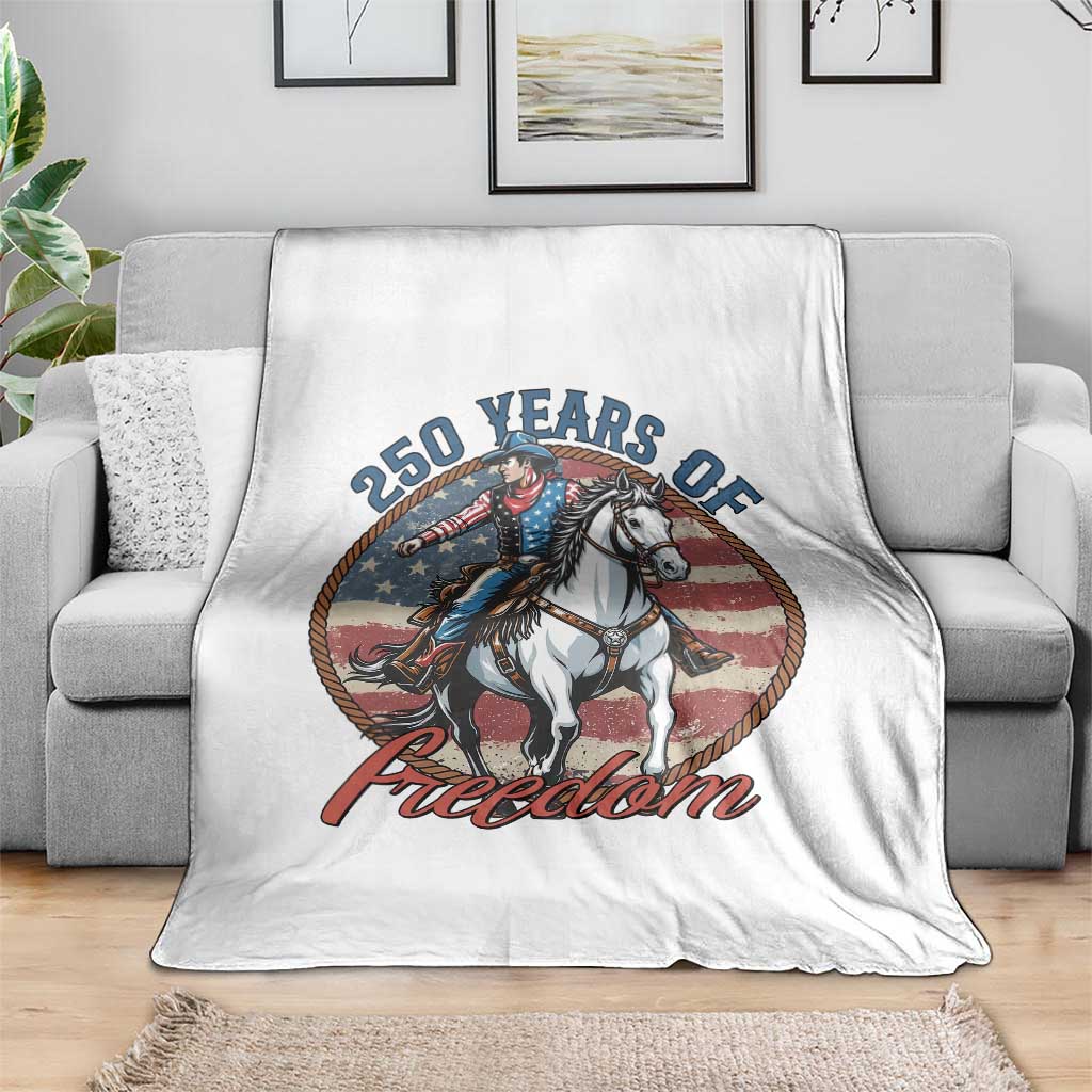 America 250th Anniversary Throw Blanket American Flag Cowboy Rodeo 4th of July