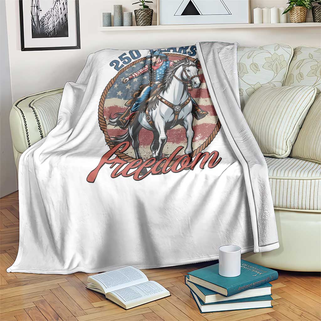 America 250th Anniversary Throw Blanket American Flag Cowboy Rodeo 4th of July