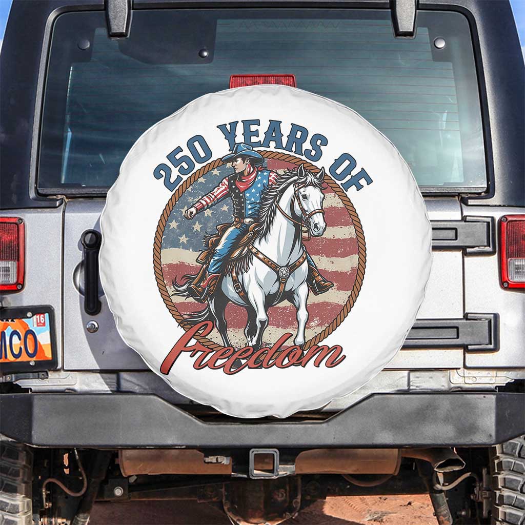 America 250th Anniversary Spare Tire Cover American Flag Cowboy Rodeo 4th of July