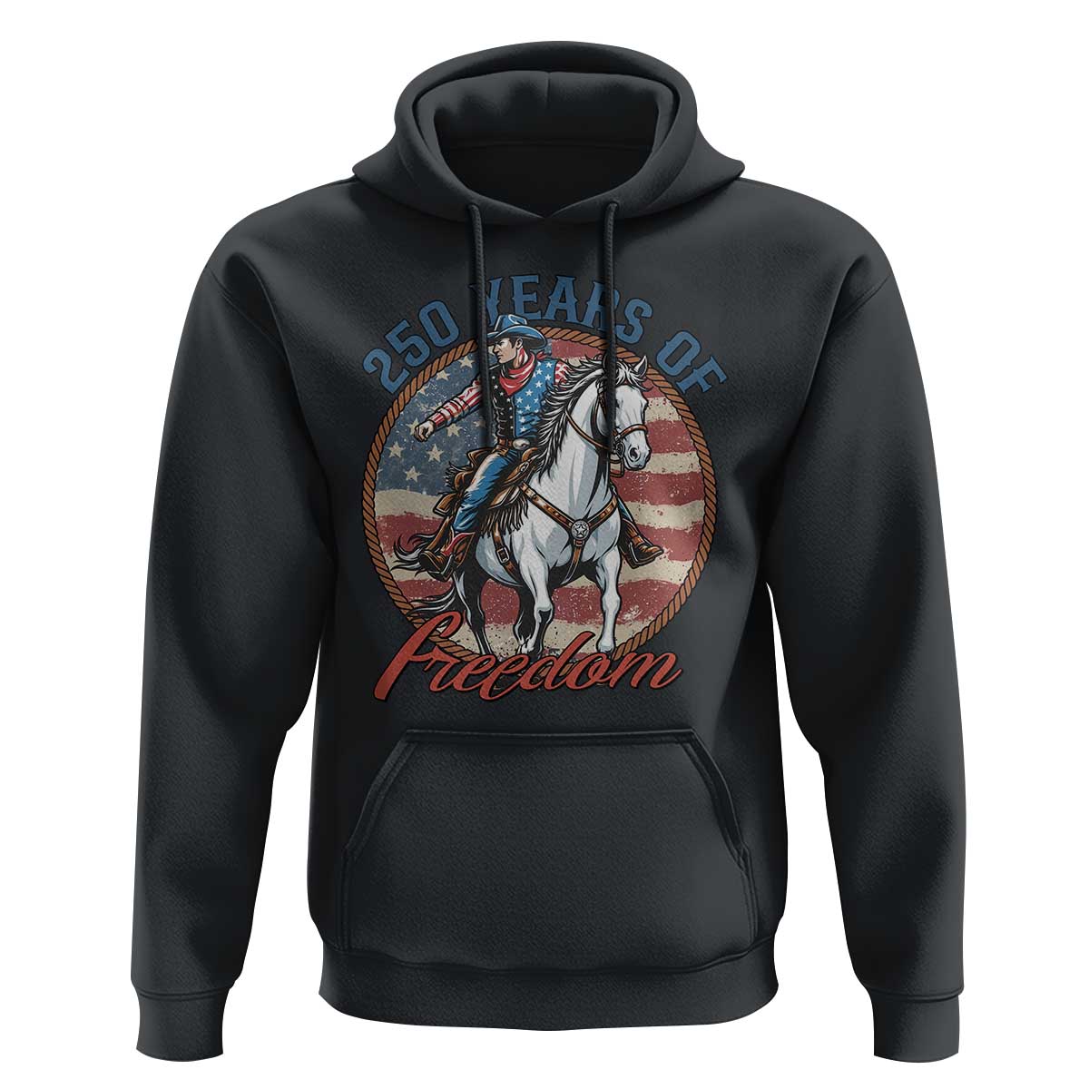 America 250th Anniversary Hoodie American Flag Cowboy Rodeo 4th of July