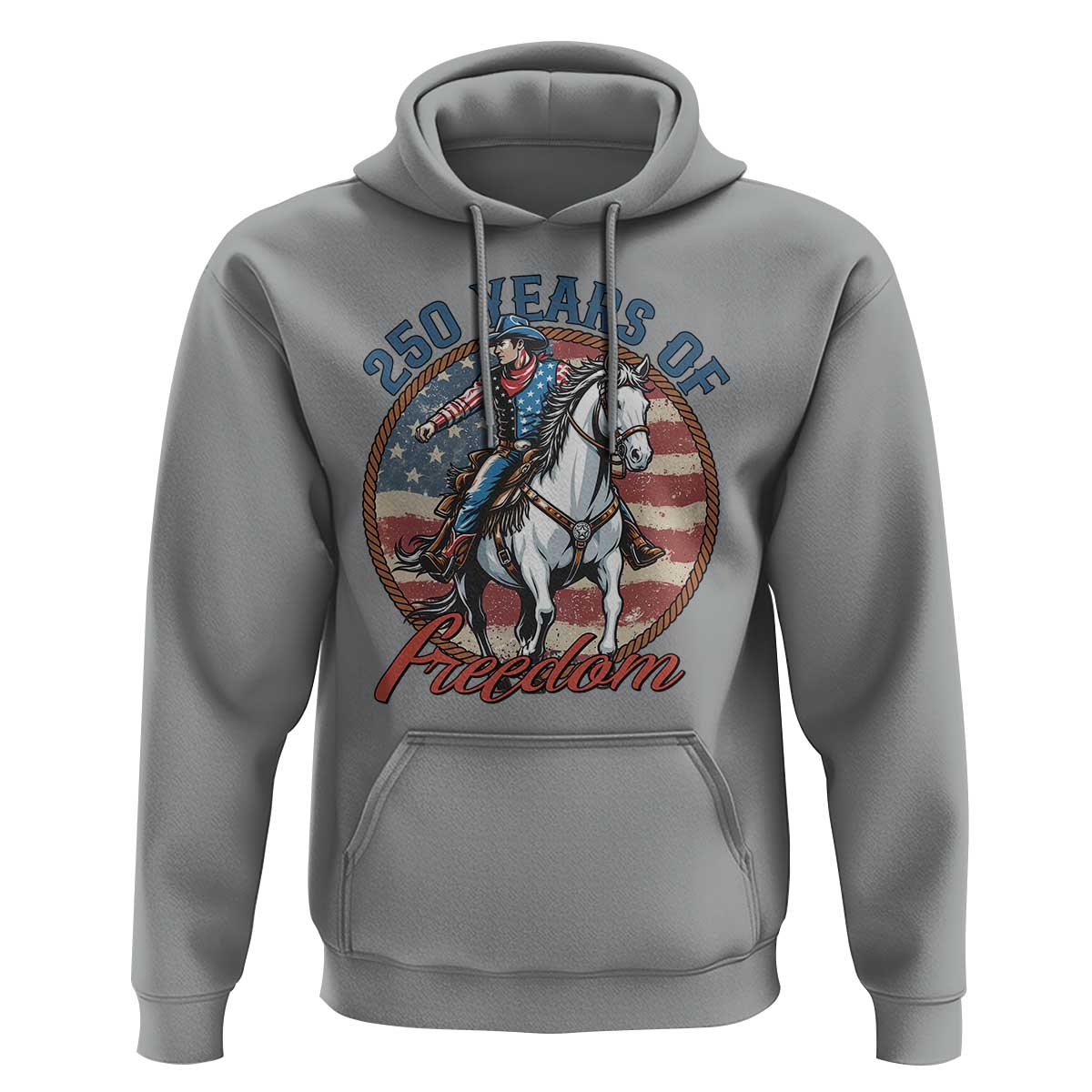 America 250th Anniversary Hoodie American Flag Cowboy Rodeo 4th of July