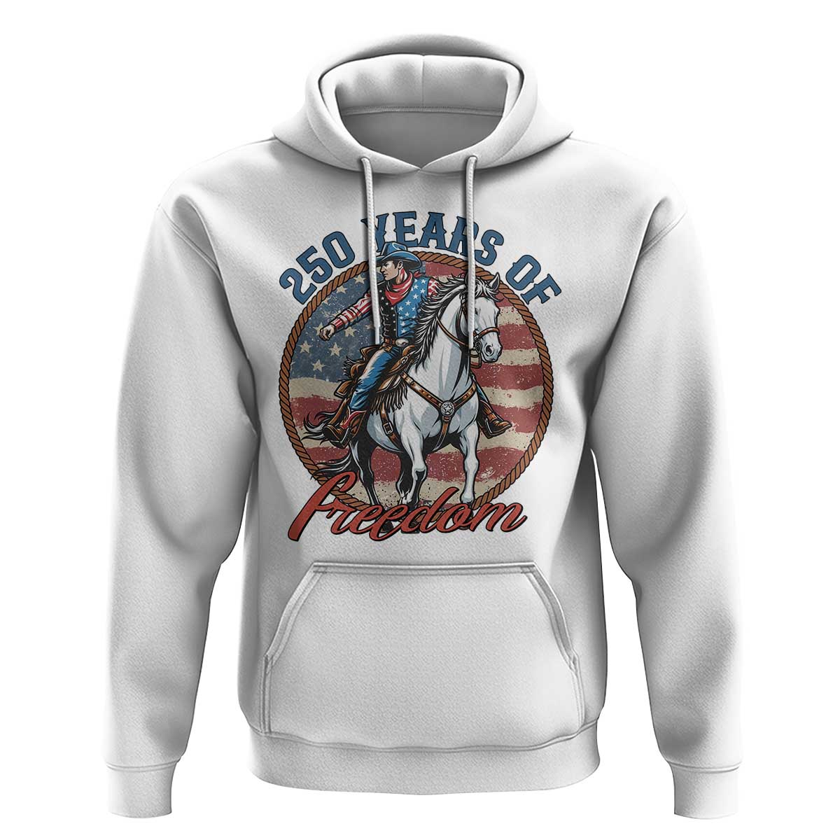 America 250th Anniversary Hoodie American Flag Cowboy Rodeo 4th of July