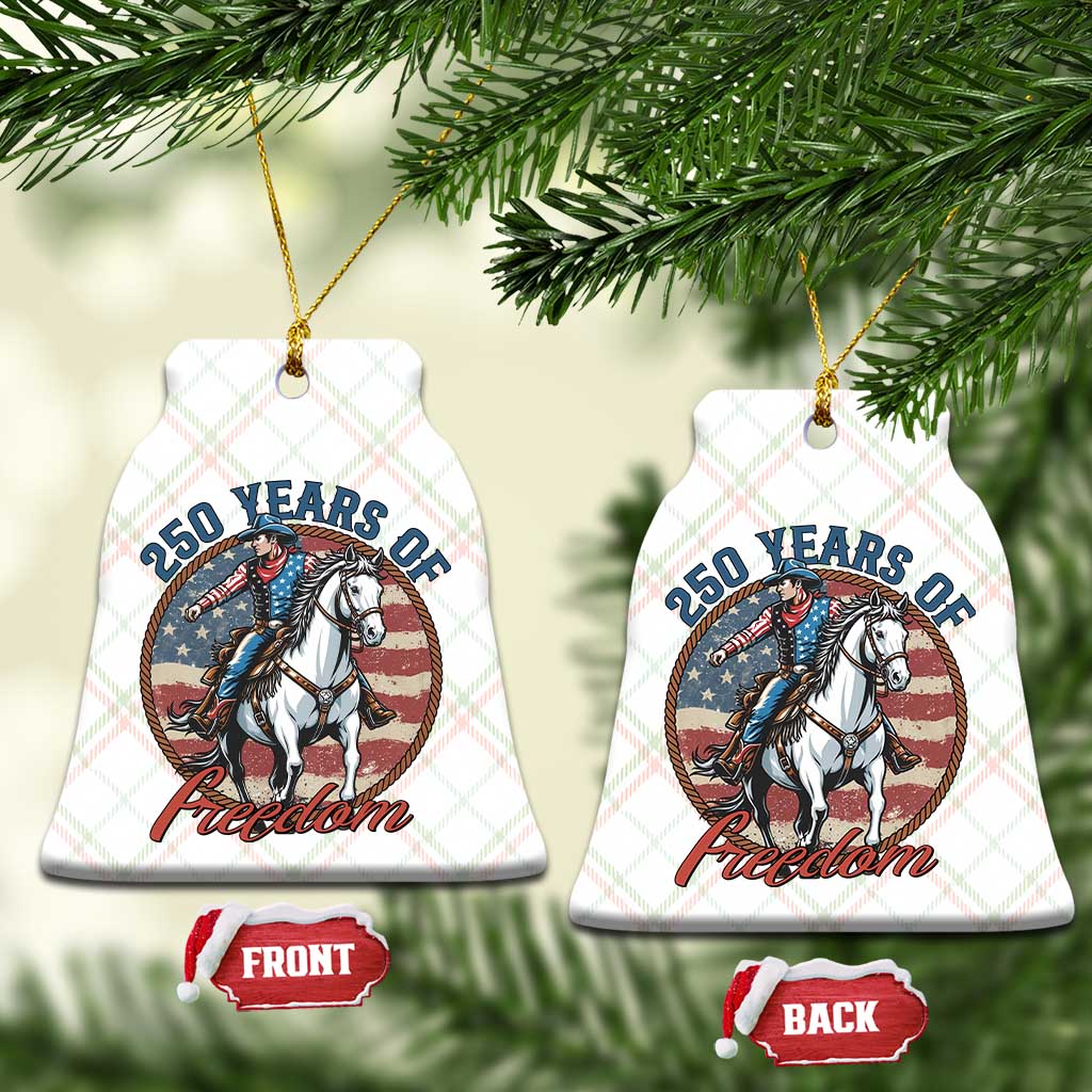 America 250th Anniversary Ceramic Ornament American Flag Cowboy Rodeo 4th of July