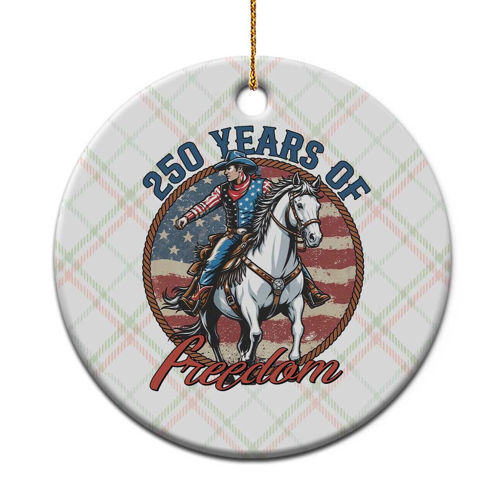 America 250th Anniversary Ceramic Ornament American Flag Cowboy Rodeo 4th of July