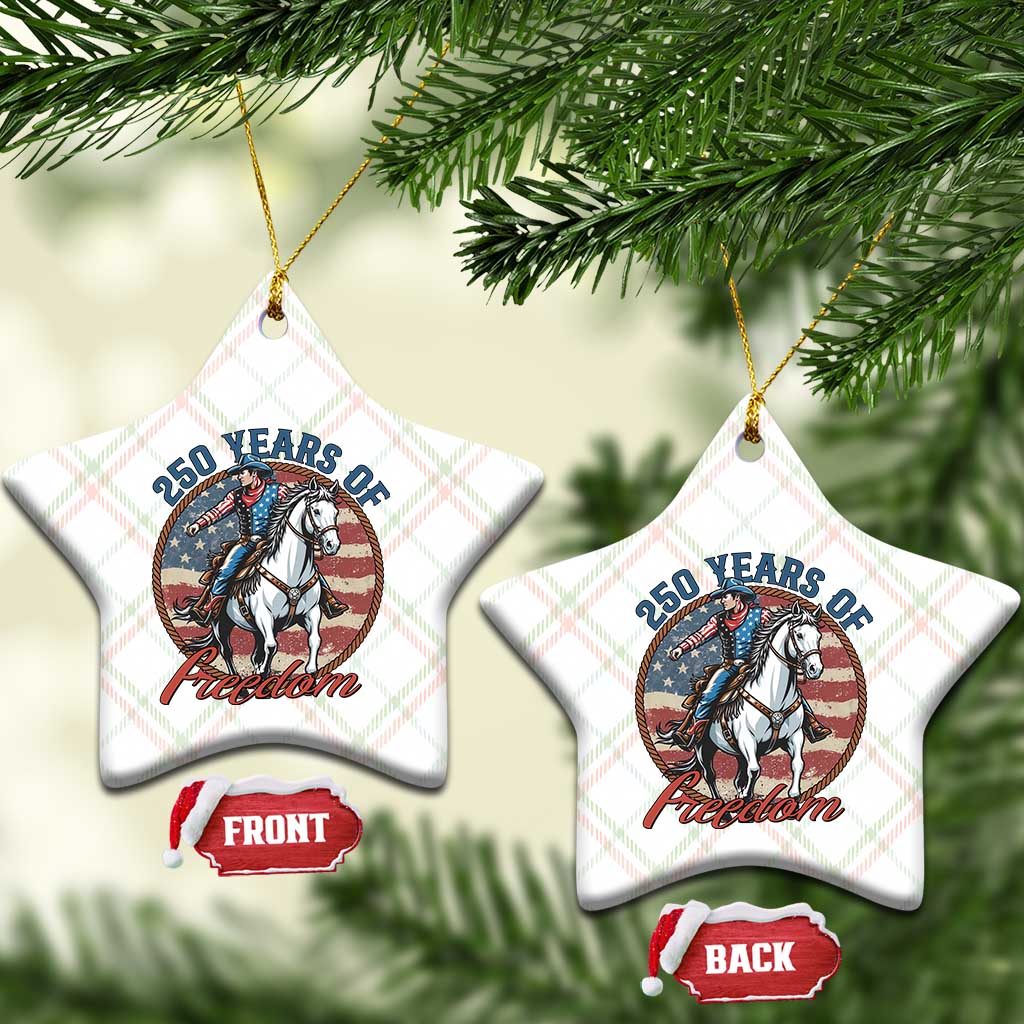 America 250th Anniversary Ceramic Ornament American Flag Cowboy Rodeo 4th of July