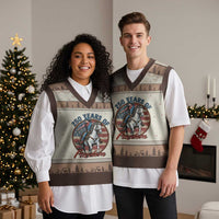 America 250th Anniversary V-Neck Knit Sweater Vest American Flag Cowboy Rodeo 4th of July