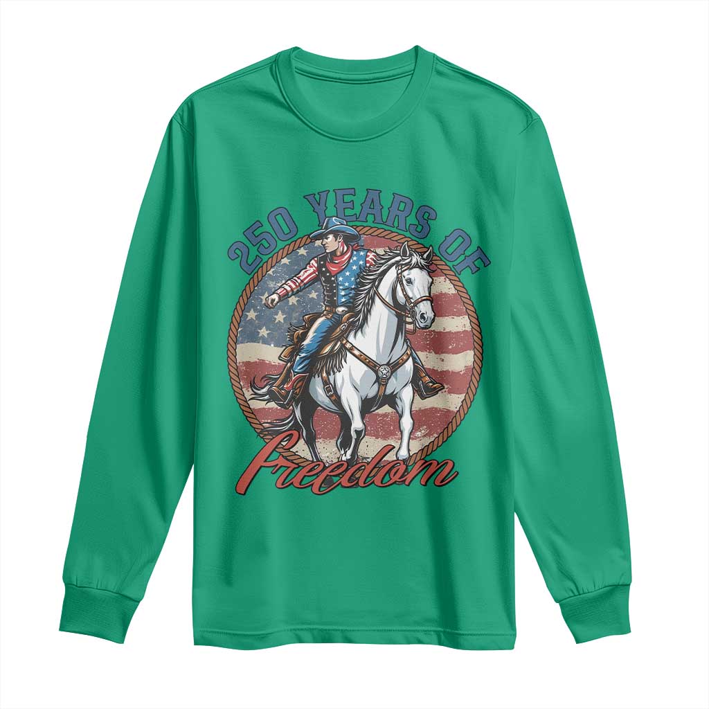 America 250th Anniversary Long Sleeve Shirt American Flag Cowboy Rodeo 4th of July